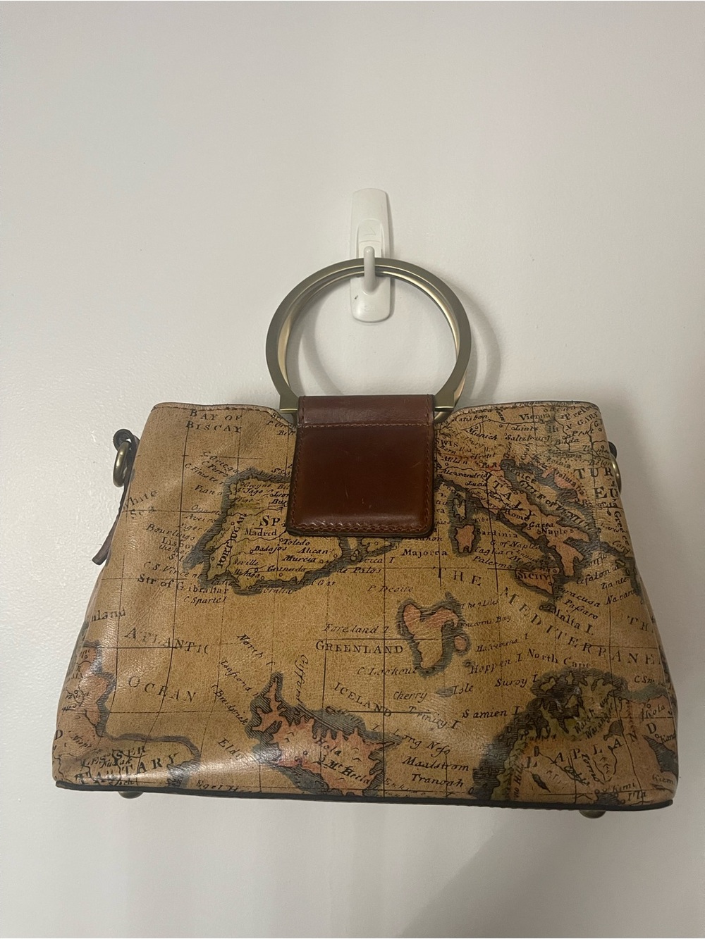 Patricia Nash Map-Print Satchel with Brass Ring Handle in Brown - Picture 2 of 16